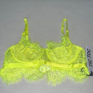 Neon green lace bralette top